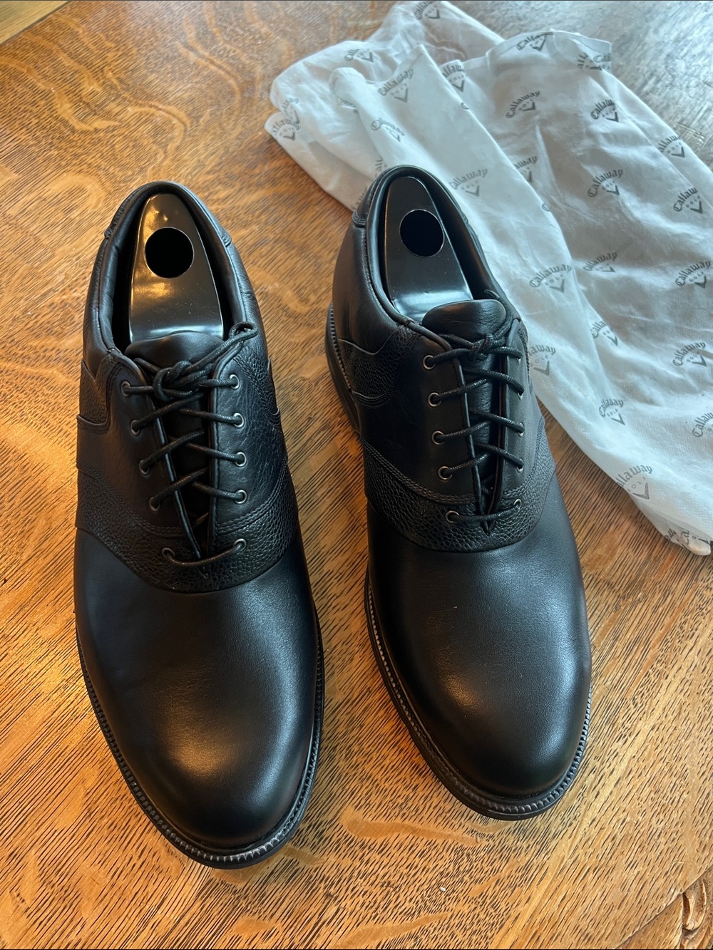 NEW NEVER WORN; Callaway Men's Black Leather Lace-Up Golf Shoes